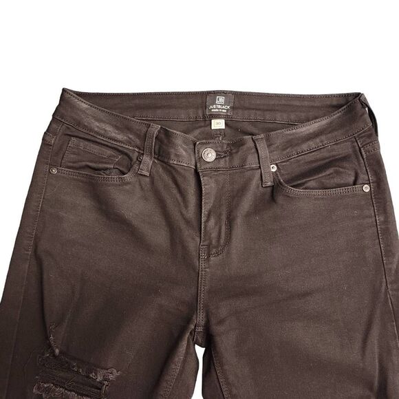 Just Black Cropped Distressed Ripped Raw Hem Torn Up Black Jeans - Picture 6 of 13